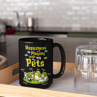 Happiness Is Playing With My Pets Customized Mug