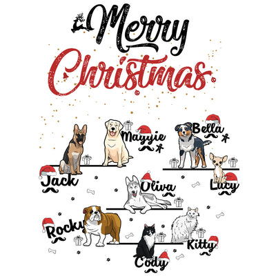 Merry Christmas Themed Customized Dog Lovers Tee