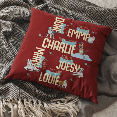 Personalized Name & Date Dog Lovers Pillow Cover