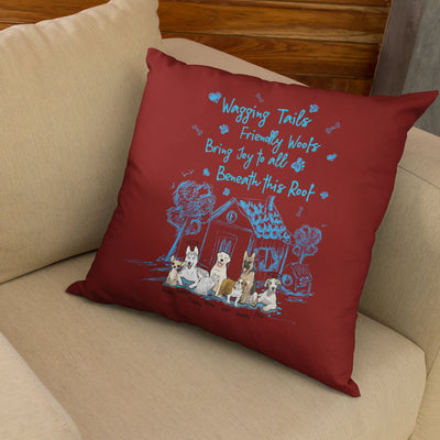 Wagging Tails .. Friendly Woofs.. Customized Pillow Cover For Dog Lovers