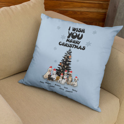 I Wish You A Mery Christmas Customized Pillow Cover For Dog Lovers