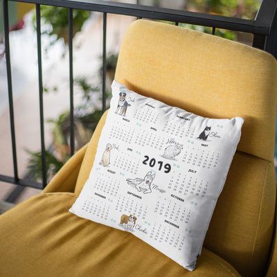 Customized Calender Dog Lovers Pillow Cover