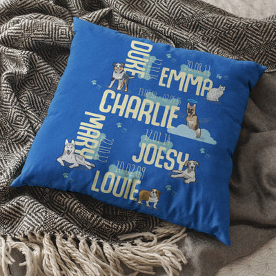 Personalized Name & Date Dog Lovers Pillow Cover