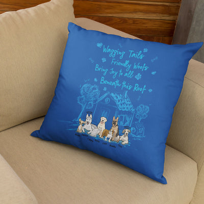 Wagging Tails .. Friendly Woofs.. Customized Pillow Cover For Dog Lovers