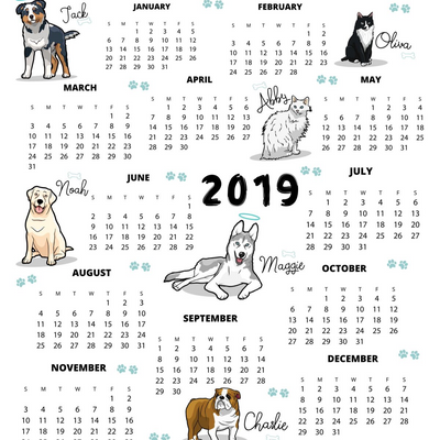 Customized Calender Dog Lovers Tee